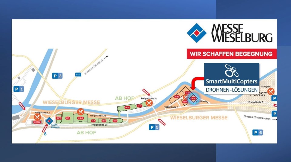 Lageplan Drohnen-Infostand von SmartMultiCopters auf der Land & Hof Messe Wieselburg
