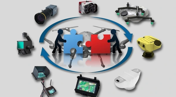 Drohnenbaukasten mit mögliche Anbau- und Wechselmodulen
