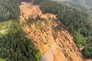 Luftbildaufnahme Murenabgang in Globasnitz