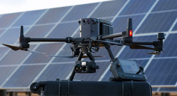 DJI Matrice M350 RTK mit H30T Kamera Payload vor Photovoltaik Anlage