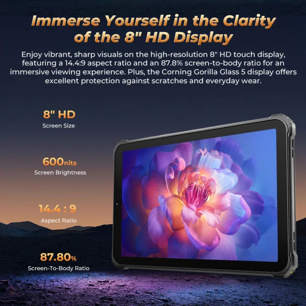 Outdoor Tablet Oukitel RT8 pro Visualisierung Produktfeatures: Display