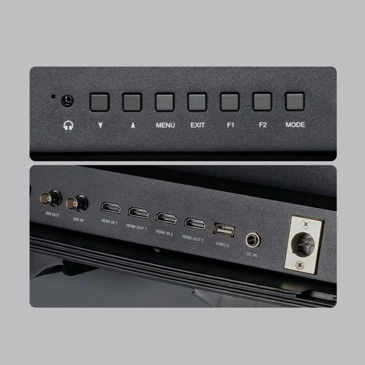 Seetec WPC 216 Monitorkoffer Detail Anschlüsse und Bedientasten