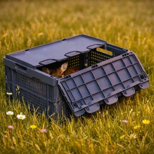Falbox Kitzrettung mit Rehkitz steht auf Wiese - Titelbild